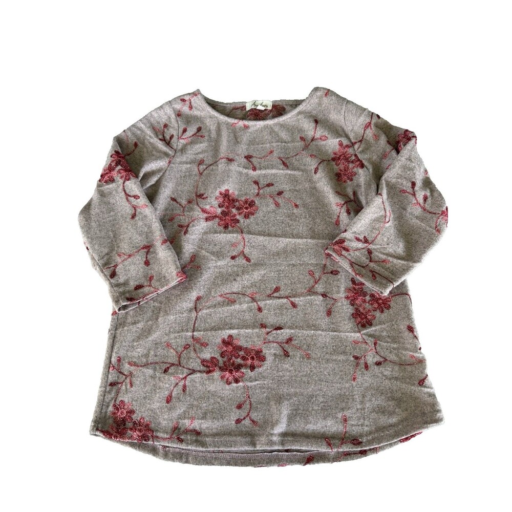 Women’s Embroidered Pull On Sweater Anneliege Medium Rose Pinks Retro Poly Blend